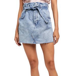 Free People Skirt Blue Size 26 Blue Denim MiniEast Of Eden Belted Pockets